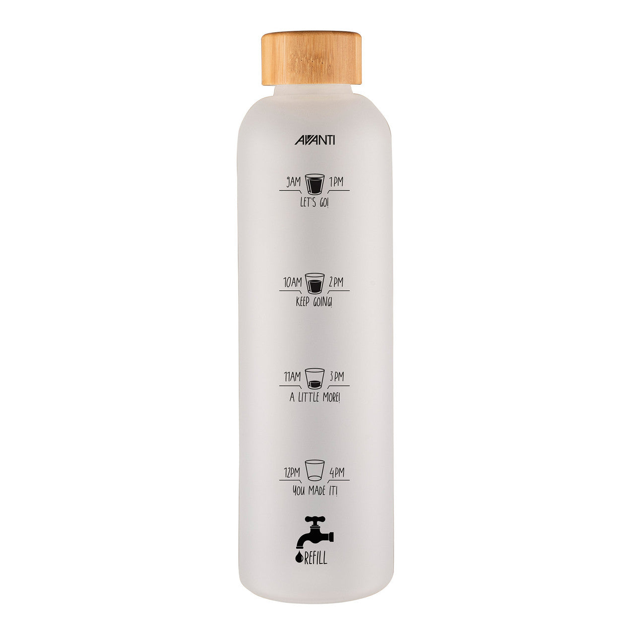 Drink More Velvet Glass Water Bottle - 1L - Frosted White