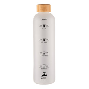 Drink More Velvet Glass Water Bottle - 1L - Frosted White