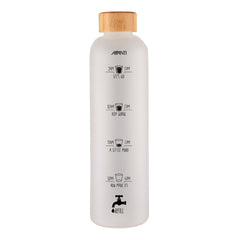 Drink More Velvet Glass Water Bottle - 1L - Frosted White