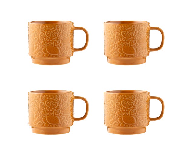 In The Forest Set Of 4 Ochre Mugs 300ml