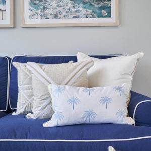 Light Blue and White Palm Tree Cushion Cover 30 cm By 50 cm