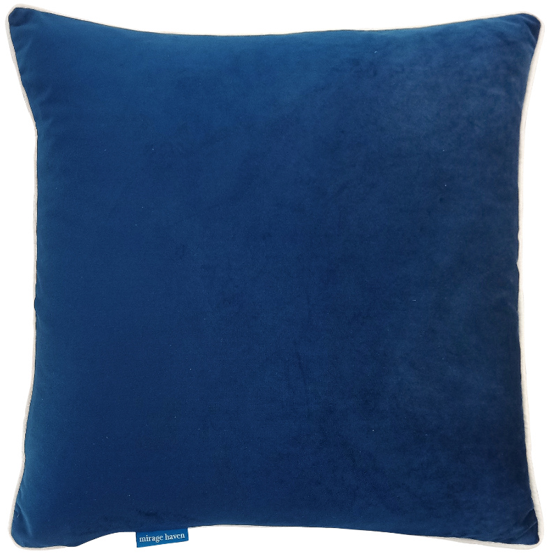 Pulbah Dark Blue Premium Velvet White Piping Cushion Cover 50 cm by 50 cm