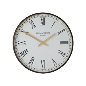 Clocksmith Wall Clock Roman Numerals, Metal Case/Glass Face