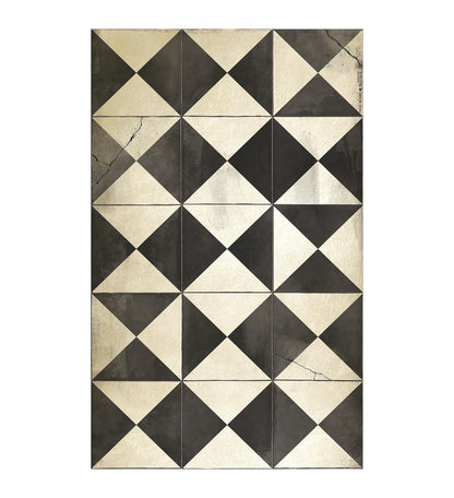 Borgo Black & White Antique Designer Vinyl Rug 