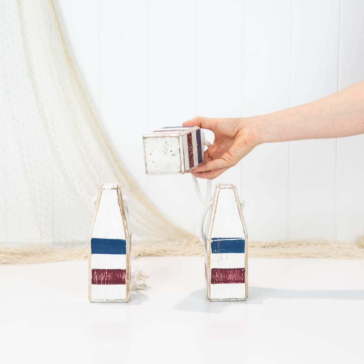 Buoy Small - White with Blue & Burgundy