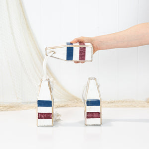 Buoy Small - White with Blue & Burgundy