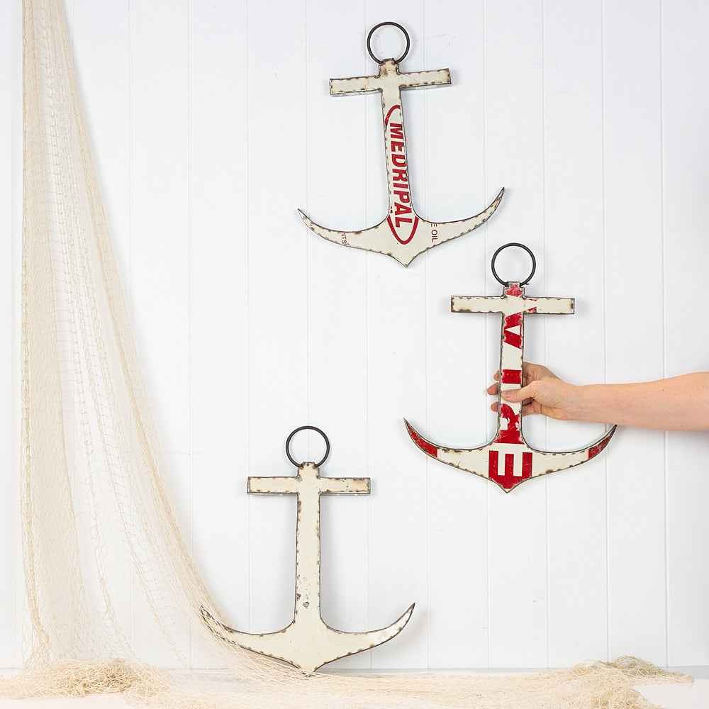 42cm Metal Anchor - Admiral WHITE & RED