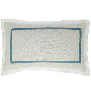 Jewells Duck Egg Blue Flange Linen Cushion Cover 50 cm by 50 cm 