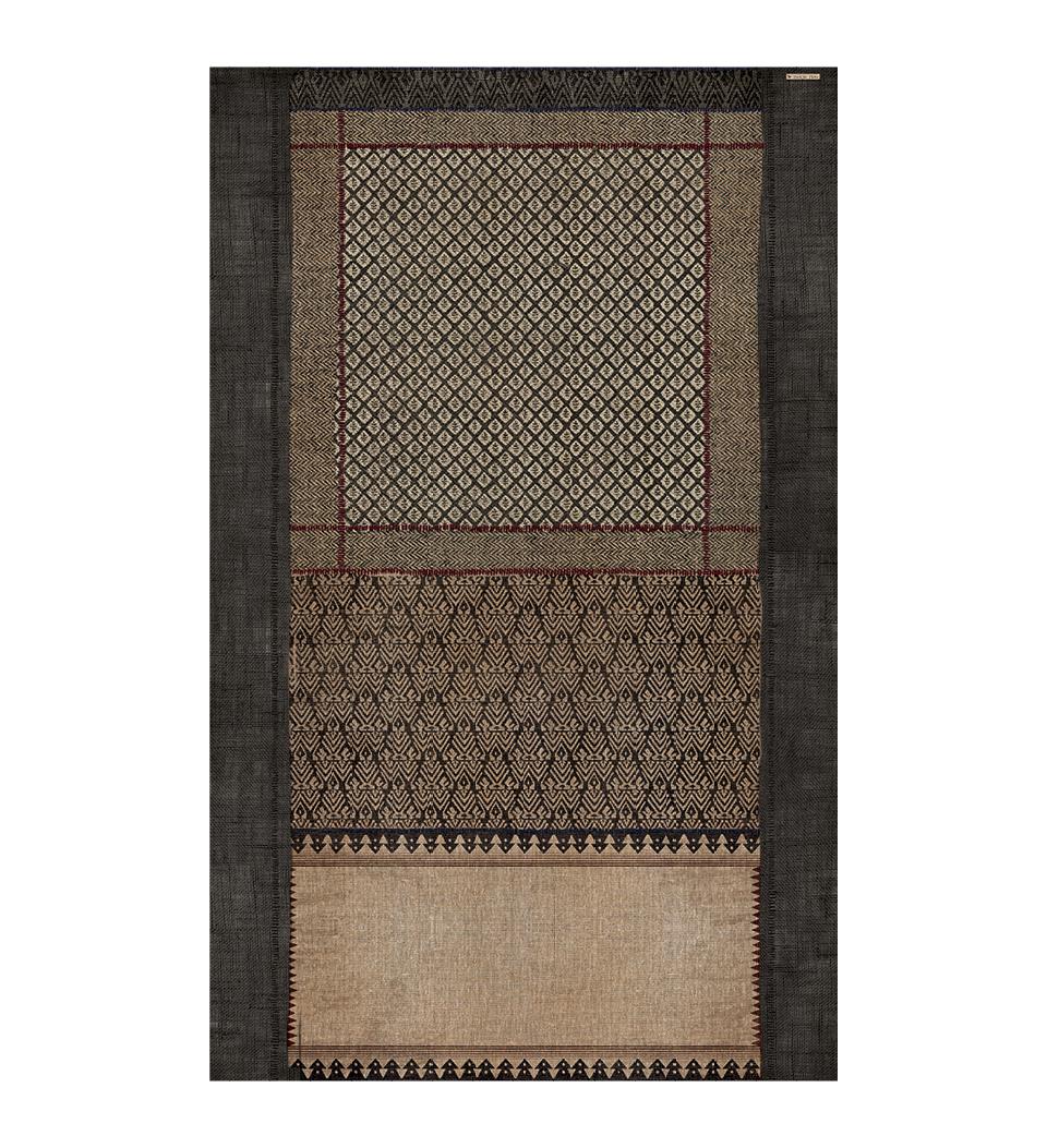 Jasmin; Black Patchwork, Flatwoven Vinyl Rug