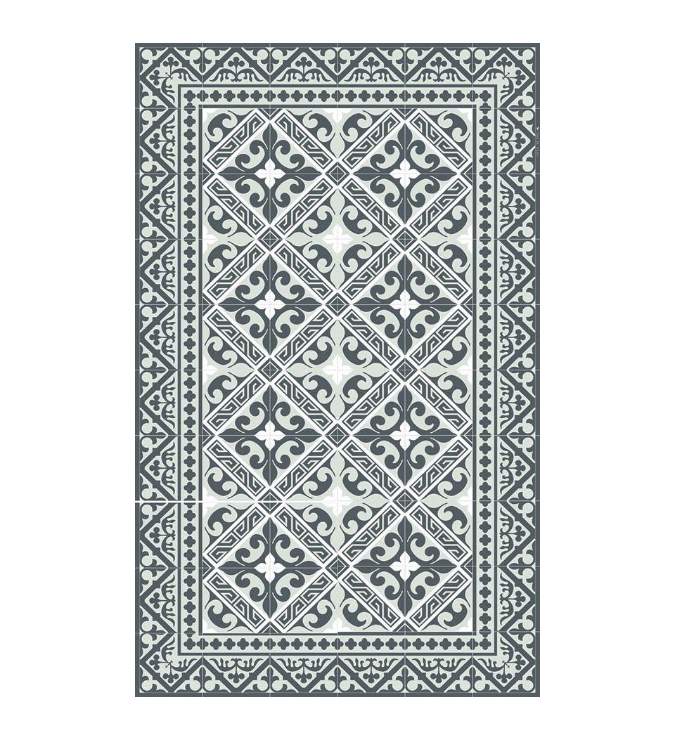 Flor De Lis Gray Designer Vinyl Rug