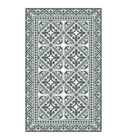 Flor De Lis Gray Designer Vinyl Rug