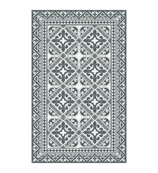 Flor De Lis Gray Designer Vinyl Rug