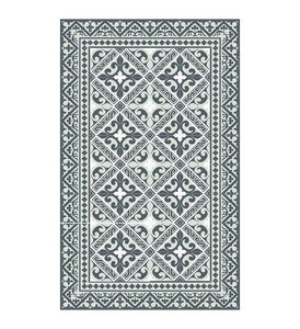 Flor De Lis Gray Designer Vinyl Rug