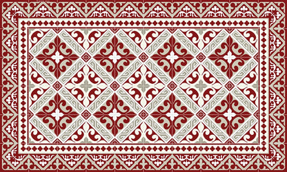 Flor de Lis Red - Designer Vinyl Floor Rug