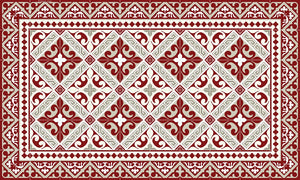 Flor de Lis Red - Designer Vinyl Floor Rug