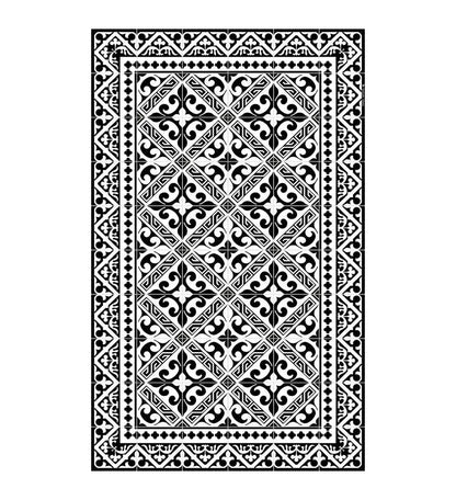 Flor De Lis Black & White Designer Vinyl Rug 