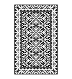 Flor De Lis Black & White Designer Vinyl Rug 