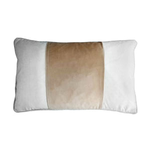 Dudley Beige and White Panel Velvet Cushion 
Cover 30 cm by 50 cm