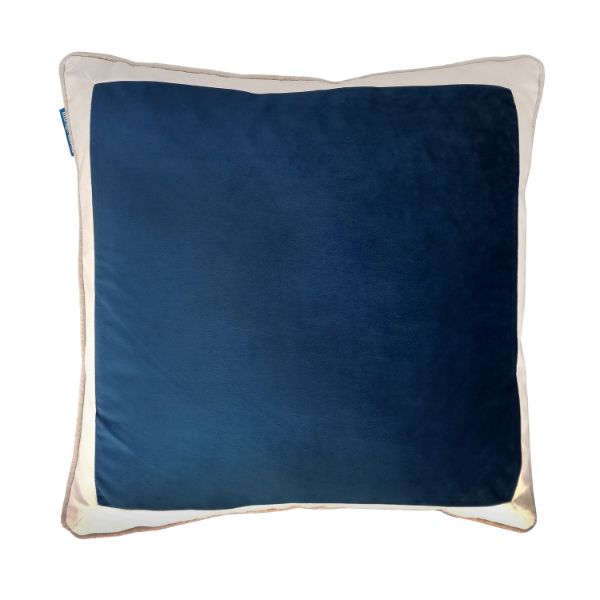 Highfields Dark Blue and White Border Velvet 
Cushion Cover 50 cm by 50 cm
