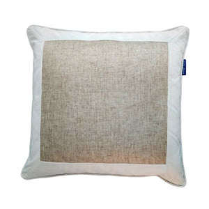 Valentine Silver Jute and White Thick Border 
Cushion Cover 50 cm by 50 cm