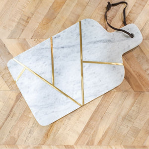 Marble Brass Cheese Board