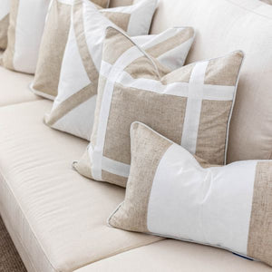Valentine Silver Jute and White Criss Cross 
Cushion Cover 50 cm by 50 cm
