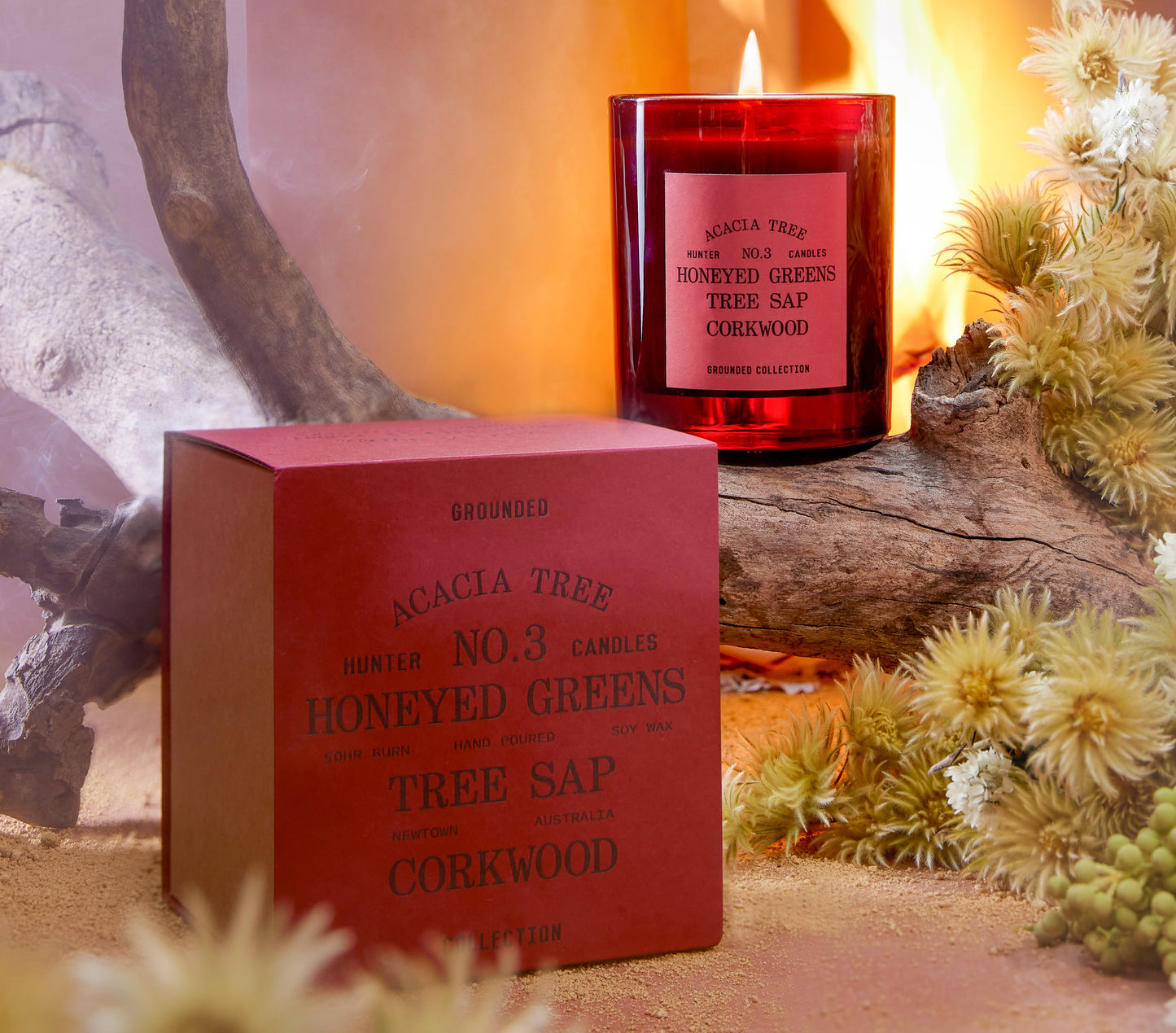 NO. 3 Acacia Tree Candle / honeyed greens, tree sap, corkwood