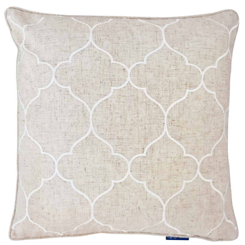 Wyee White Trellis and Linen Cushion Cover 
50 cm by 50 cm