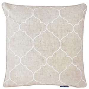 Wyee White Trellis and Linen Cushion Cover 
50 cm by 50 cm