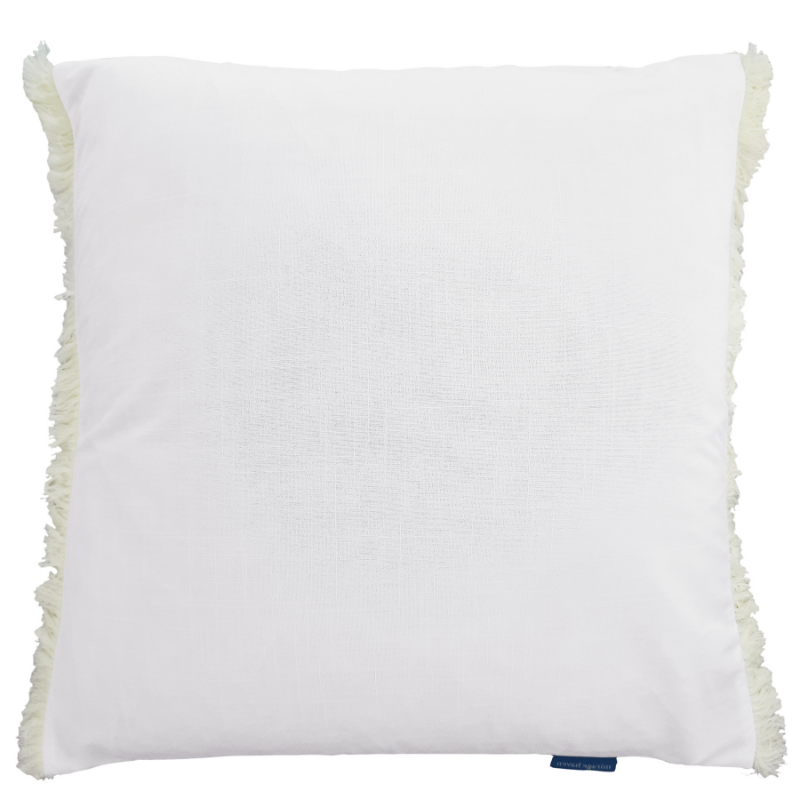 Pelican White Cotton Fringe Cushion Cover 55 cm 
by 55 cm