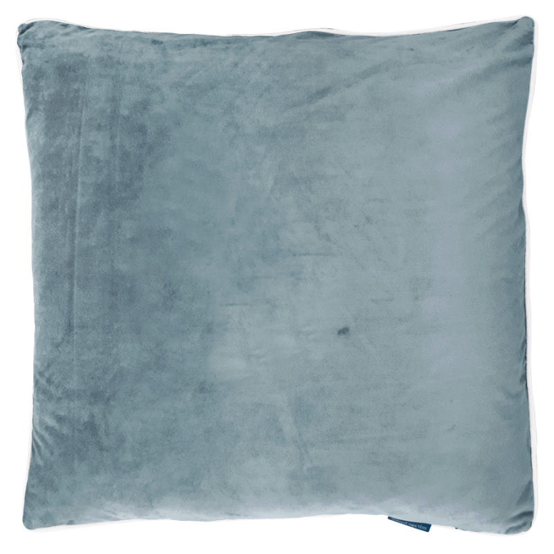 Myuna Duck Egg Blue Premium Velvet White 
Piping Cushion Cover 60 cm by 60 cm