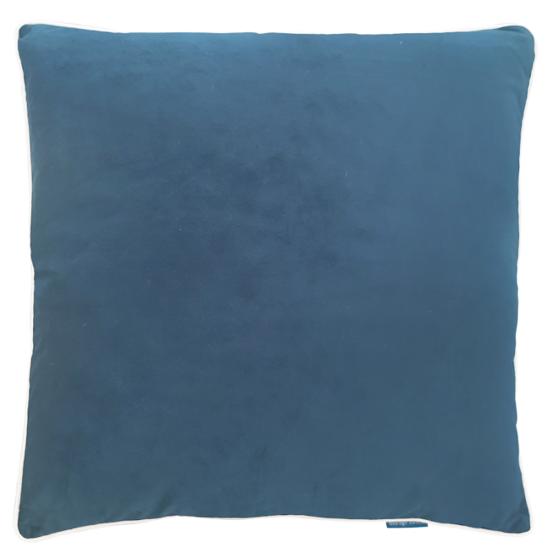 Myuna Indigo Blue Premium Velvet White 
Piping Cushion Cover 60 cm by 60 cm