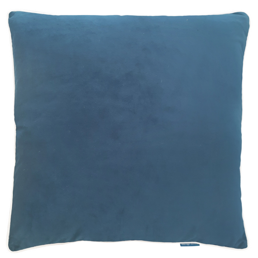 Myuna Indigo Blue Premium Velvet White 
Piping Cushion Cover 60 cm by 60 cm