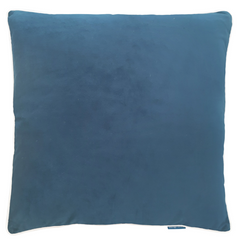Myuna Indigo Blue Premium Velvet White 
Piping Cushion Cover 60 cm by 60 cm
