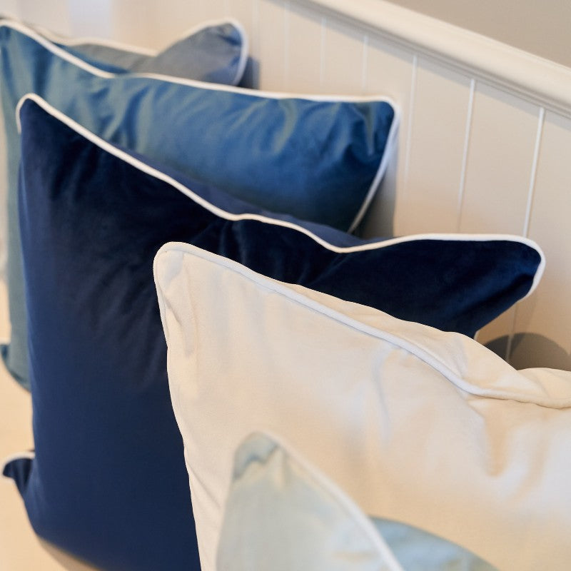 Myuna Snow White Premium Velvet White 
Piping Cushion Cover 60 cm by 60 cm