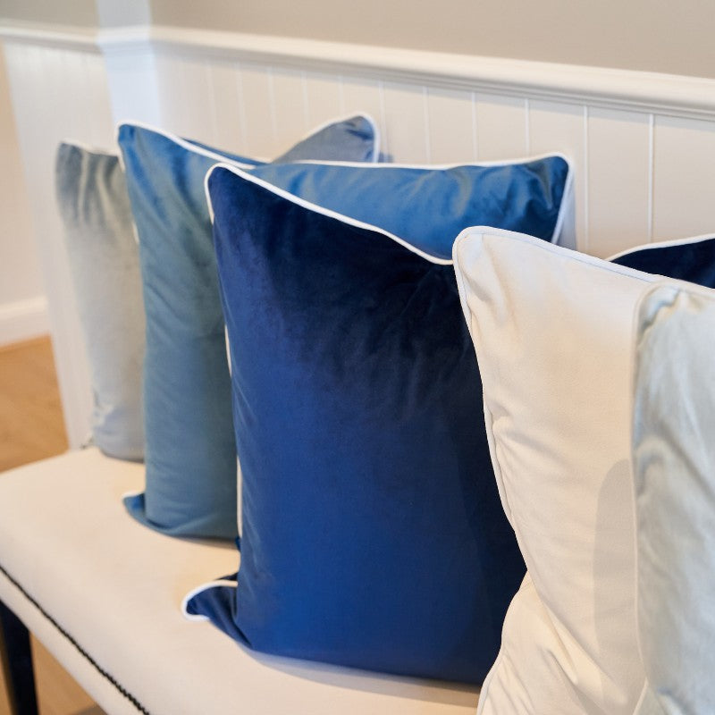 Myuna Snow White Premium Velvet White 
Piping Cushion Cover 60 cm by 60 cm