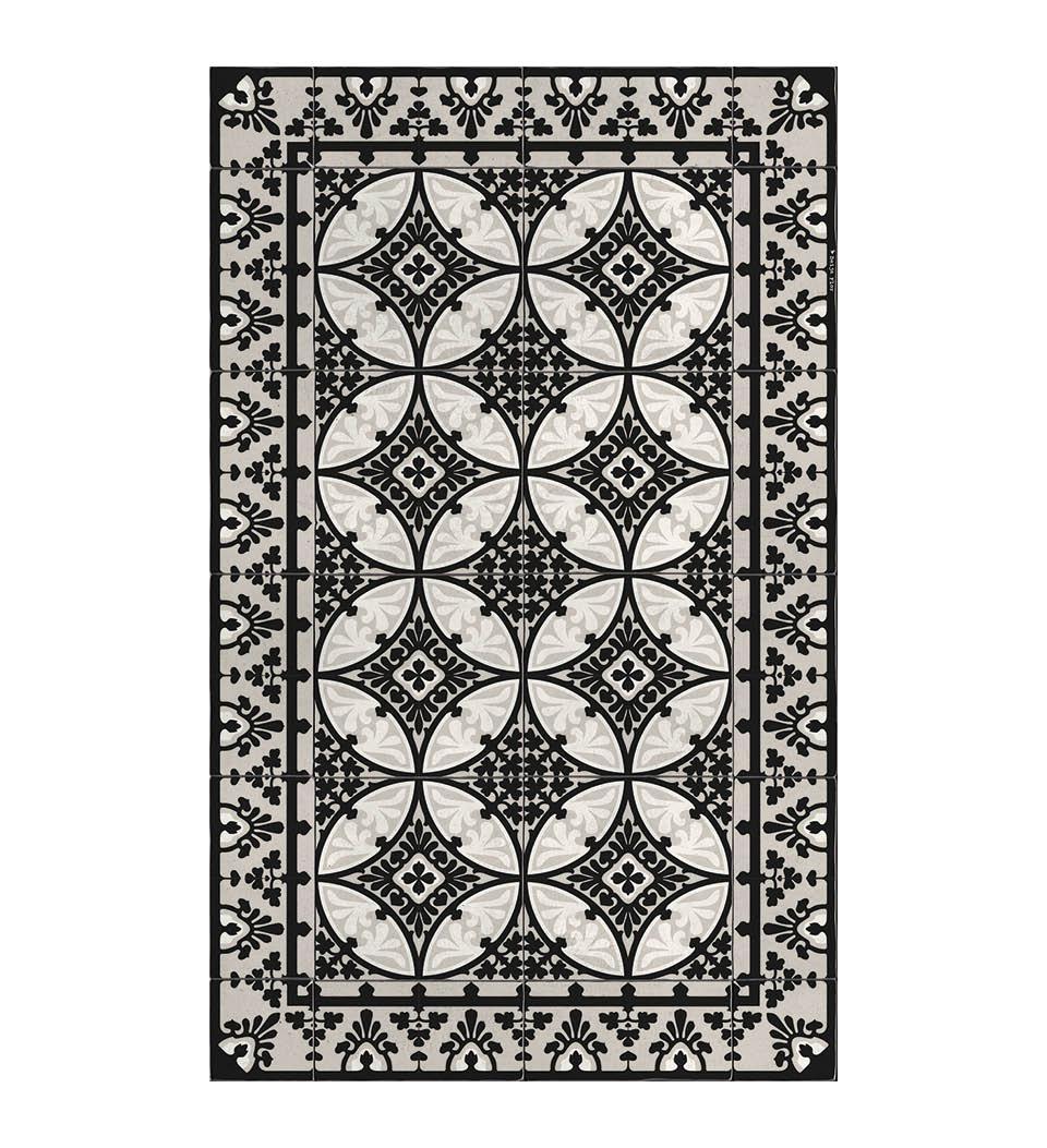 Barcelona Black & White Concrete Designer Vinyl Rug 