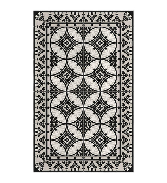 Barcelona Black & White Concrete Designer Vinyl Rug 