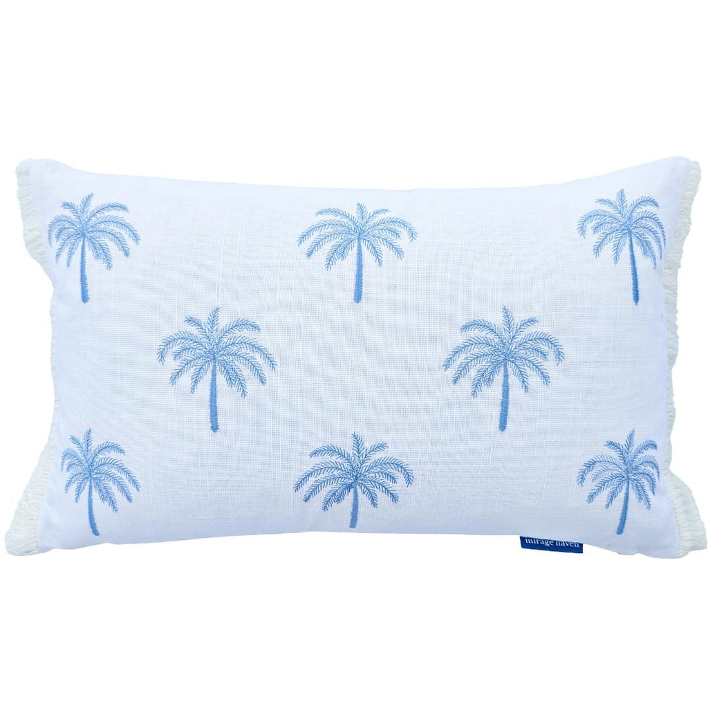 Light Blue and White Palm Tree Cushion Cover 30 cm By 50 cm

