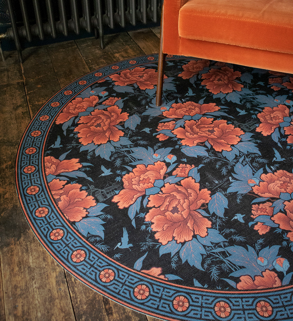 Bloomin’ Marvellous; Coral Charm Round, Flatwoven Vinyl Rug