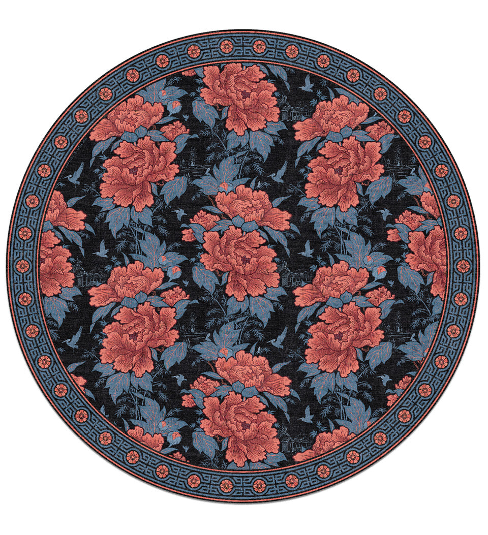 Bloomin’ Marvellous; Coral Charm Round, Flatwoven Vinyl Rug