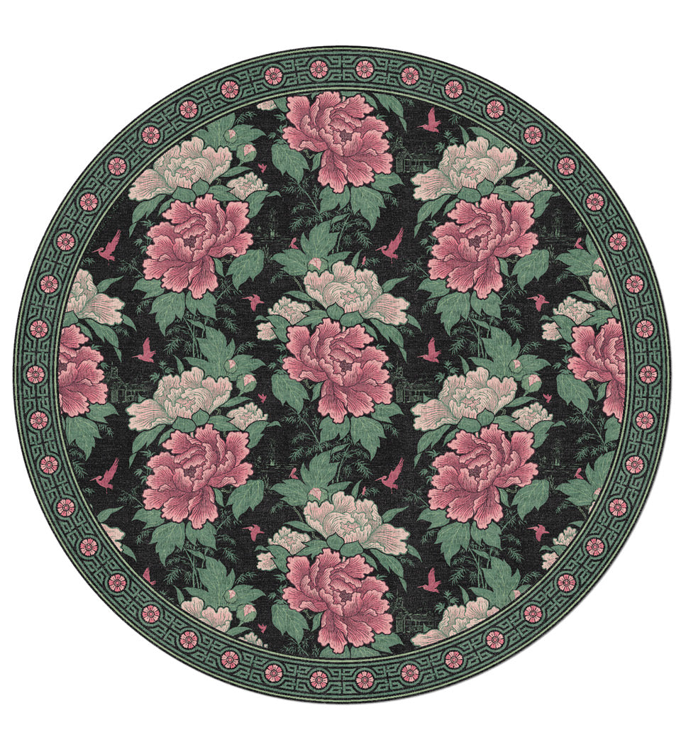 Bloomin’ Marvellous; Blush Green Round, Flatwoven Vinyl Rug