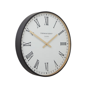 Clocksmith Wall Clock Roman Numerals, Metal Case/Glass Face