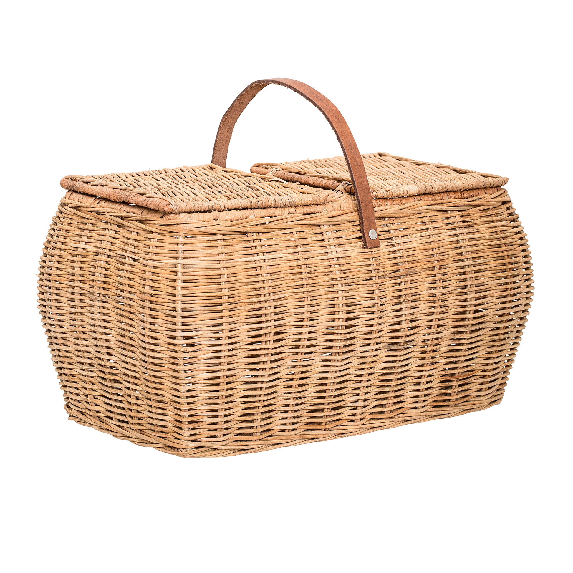 Gor Picnic Basket w/Lid, Nature, Rattan