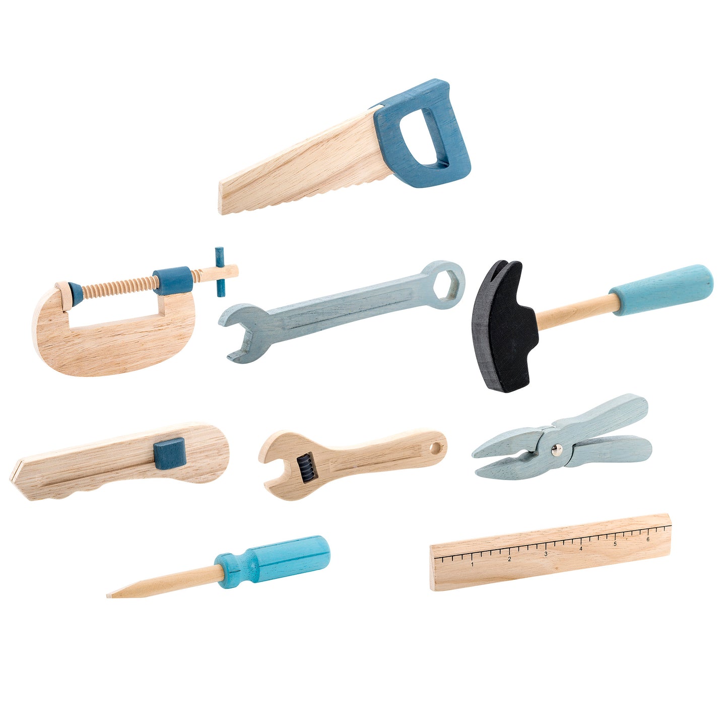 Robin Toy Tool Set, Blue, Beech (9 Piece Set)