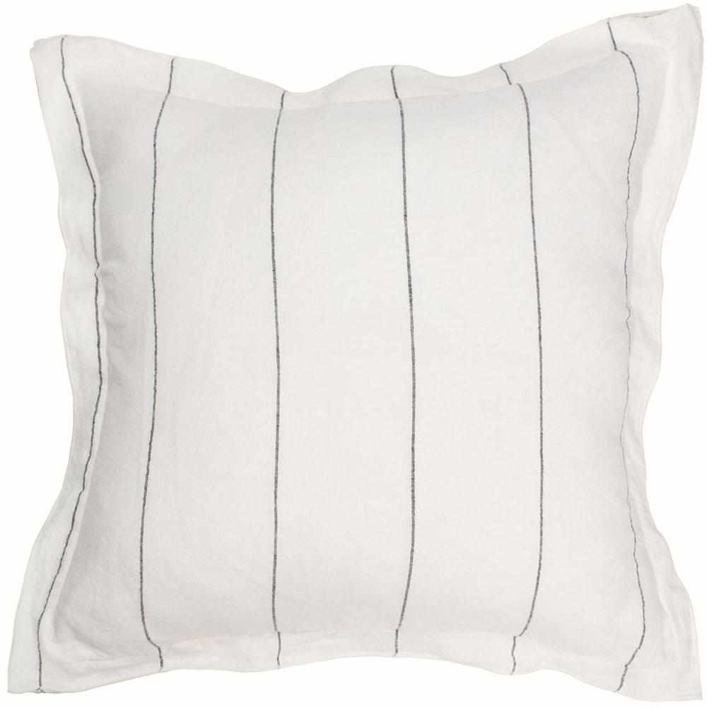 Carter Linen Cushion - Off White W' Charcoal Stripe 