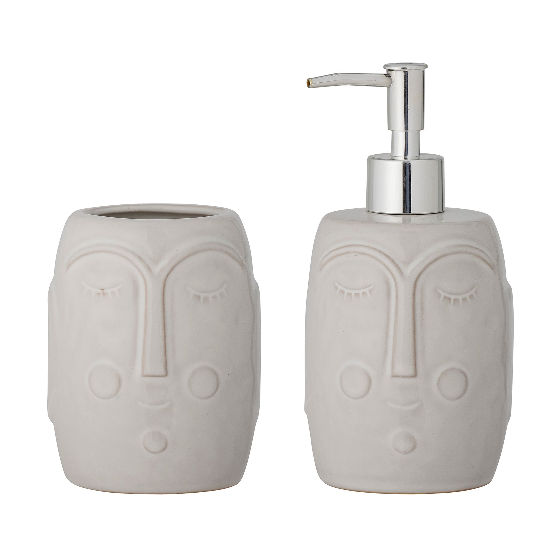 Niga Soap Dispenser Set, White, Porcelain