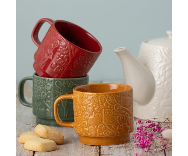 In The Forest Set Of 4 Red Mugs 300ml